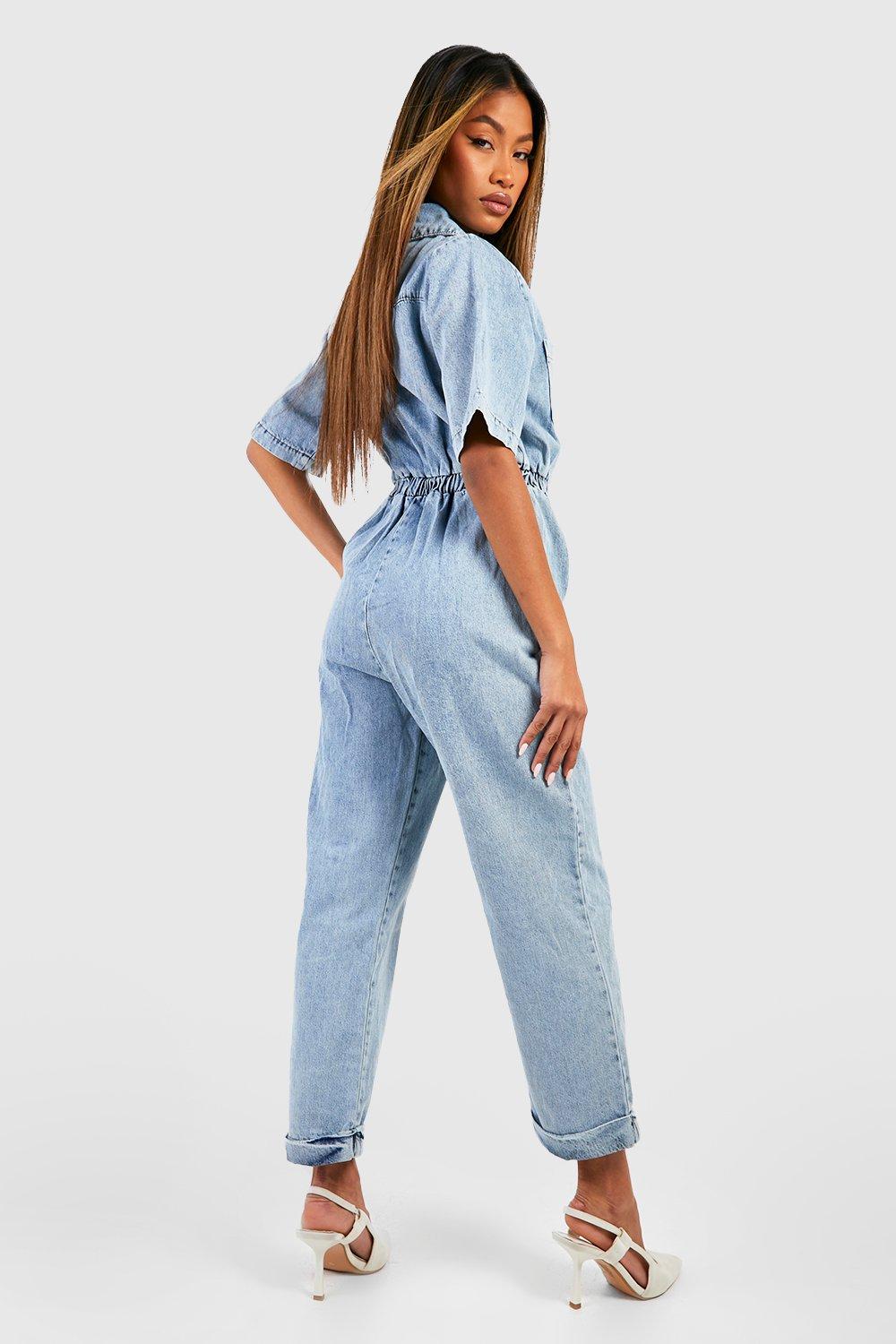 Boohoo denim sale boiler suit